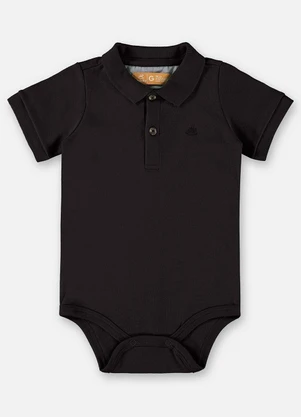 Up Baby - Body Polo em Suedine Bebê Menino Preto - UP BABY