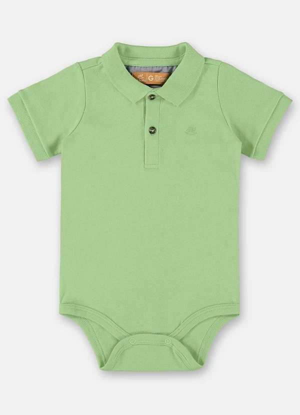Up Baby - Body Polo em Suedine Bebê Menino Verde