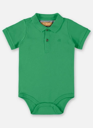 Up Baby - Body Polo em Suedine Bebê Menino Verde - UP BABY