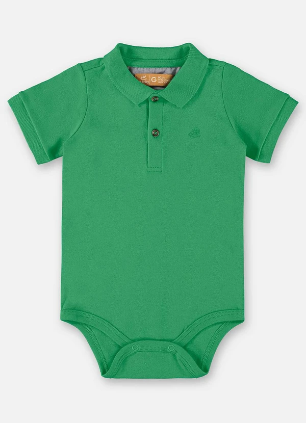 Up Baby - Body Polo em Suedine Bebê Menino Verde