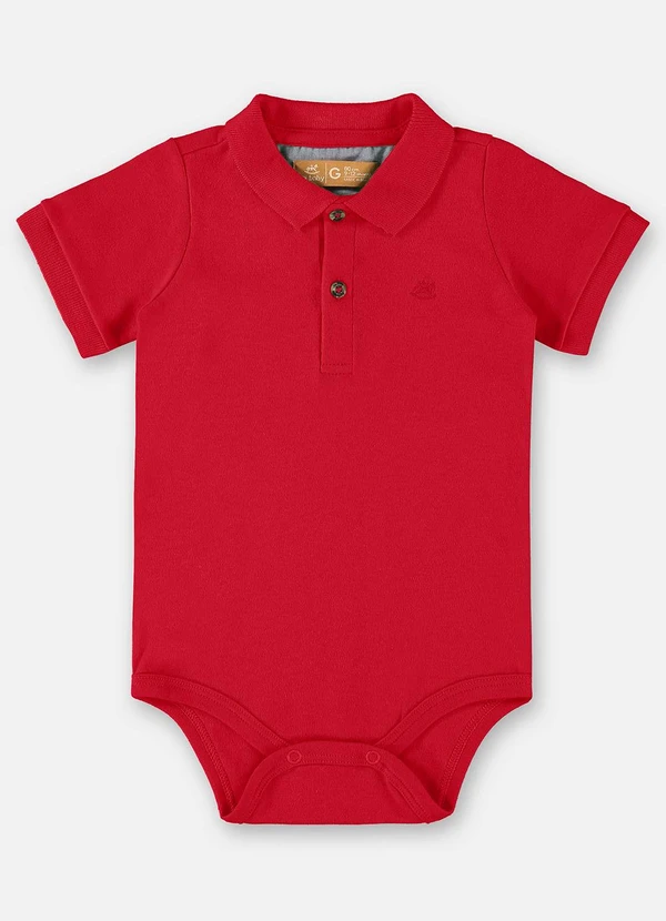 Up Baby - Body Polo em Suedine para Bebê Vermelho