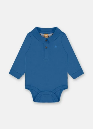 Up Baby - Body Polo Manga Longa Bebê Menino Azul - UP BABY
