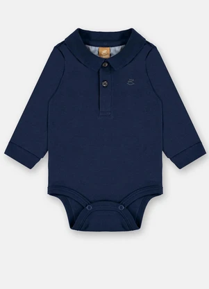 Up Baby - Body Polo Manga Longa Bebê Menino Azul - UP BABY