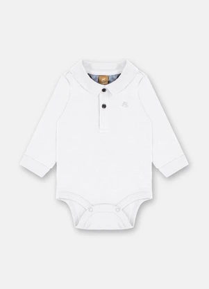 Up Baby - Body Polo Manga Longa Bebê Menino Branco - UP BABY