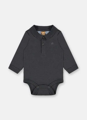 Up Baby - Body Polo Manga Longa Bebê Menino Cinza - UP BABY