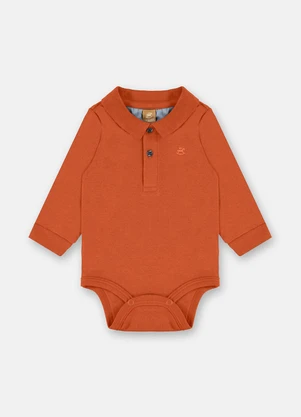 Up Baby - Body Polo Manga Longa Bebê Menino Marrom - UP BABY