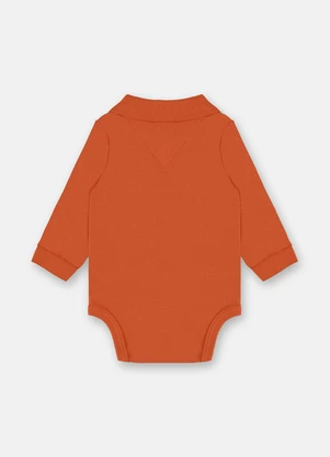 Up Baby - Body Polo Manga Longa Bebê Menino Marrom - UP BABY