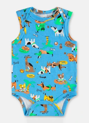 Up Baby - Body Regata Bebê Menino Suedine Azul - UP BABY