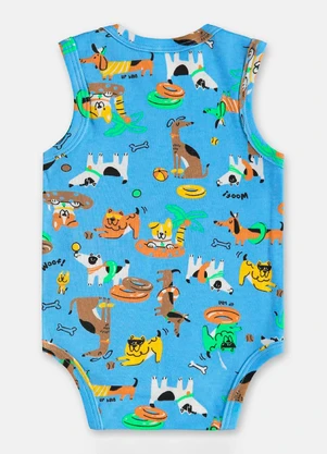 Up Baby - Body Regata Bebê Menino Suedine Azul - UP BABY