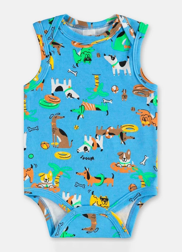 Up Baby - Body Regata Bebê Menino Suedine Azul