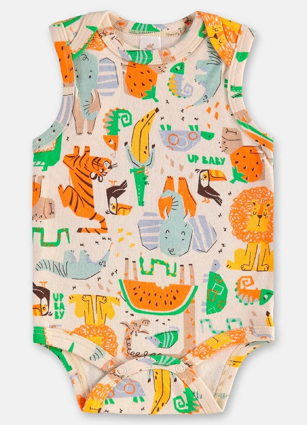 Up Baby - Body Regata Bebê Menino Suedine Bege 2