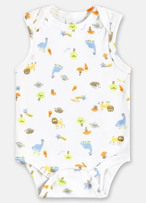 Up Baby - Body Regata Bebê Menino Suedine Branco - UP BABY
