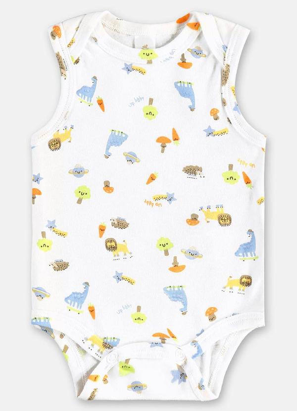 Up Baby - Body Regata Bebê Menino Suedine Branco