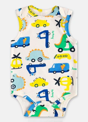 Up Baby - Body Regata Bebê Menino Suedine Branco - UP BABY