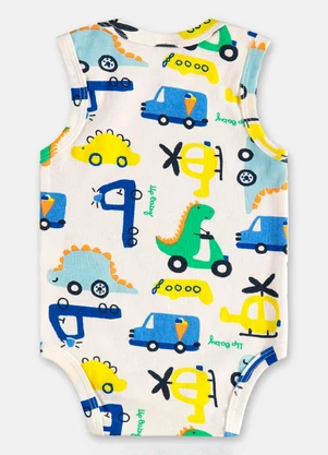 Up Baby - Body Regata Bebê Menino Suedine Branco - UP BABY