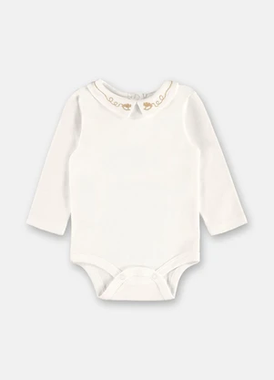 Up Baby - Body Suedine Bebê Bordado Branco - UP BABY