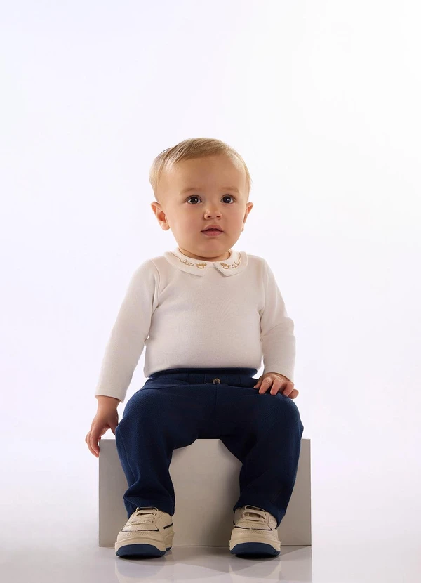Up Baby - Body Suedine Bebê Bordado Branco