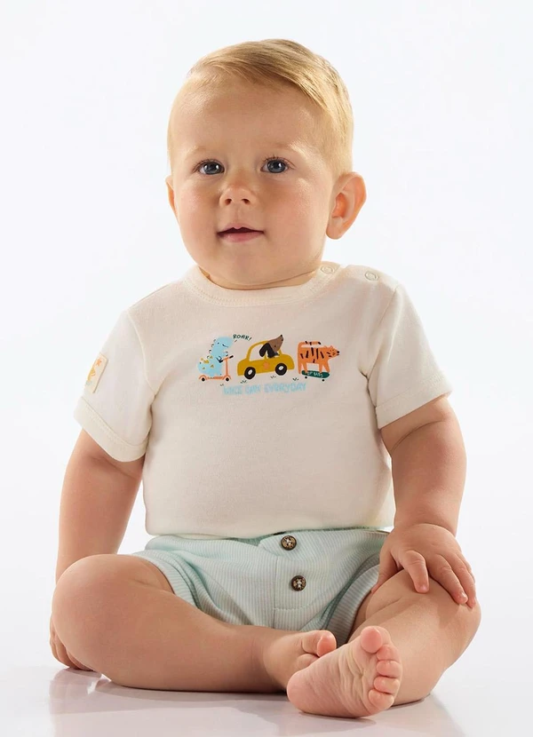 Up Baby - Body Suedine Bebê Menino Bege