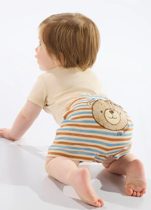 Up Baby - Body Suedine Bebê Menino Bege - UP BABY