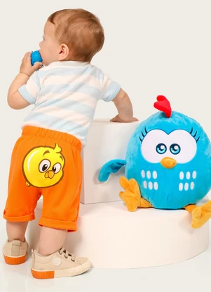 Galinha Pintadinha - Conjunto Body Ribana Shorts Moletinho Branco - GALINHA PINTADINHA