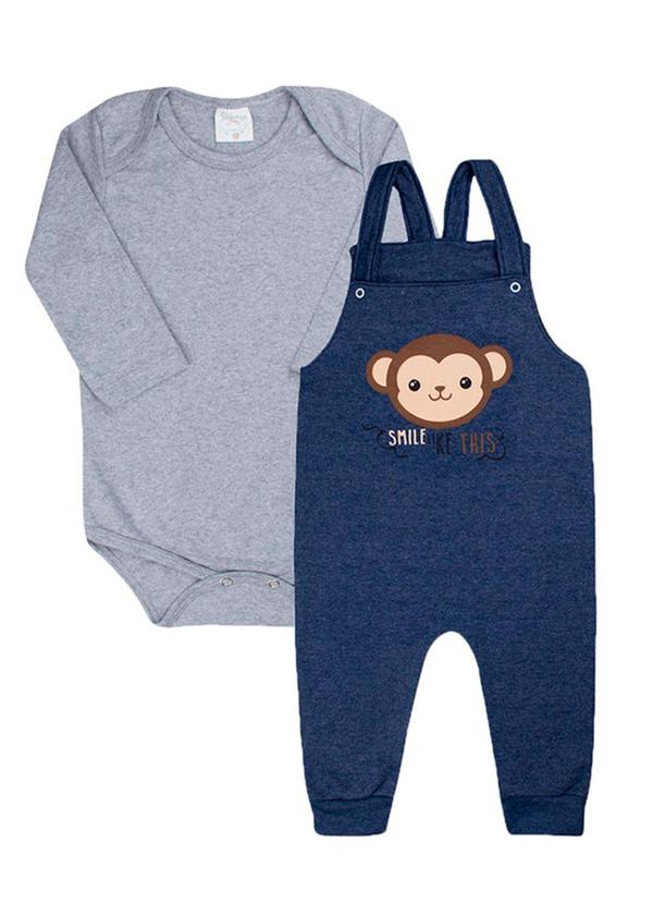 Galerinha - Jardineira Menino Conjunto Bebê Azul