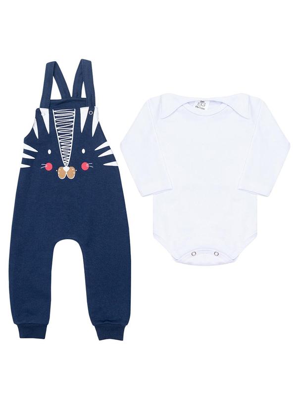 Galerinha - Jardineira Menino Conjunto Bebê Azul