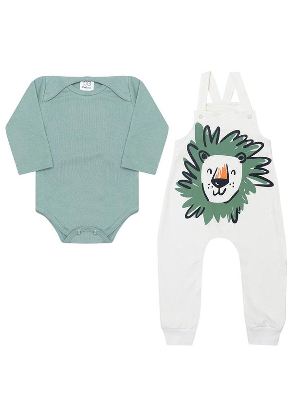 Galerinha - Jardineira Menino Conjunto Bebê Bege