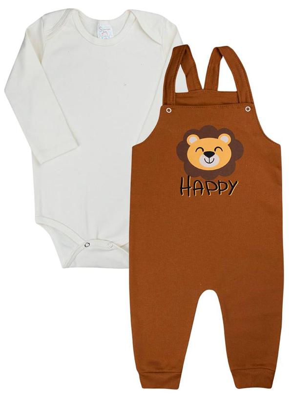 Galerinha - Jardineira Menino Conjunto Bebê Marrom