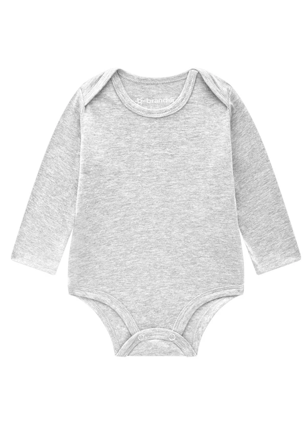 Brandili Baby - Kit 2 Bodies Bebê Unissex com Cor Lisa Cinza