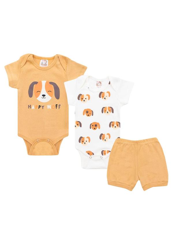 Galerinha - Kit Body Bebê 3 Peças Verão Marrom