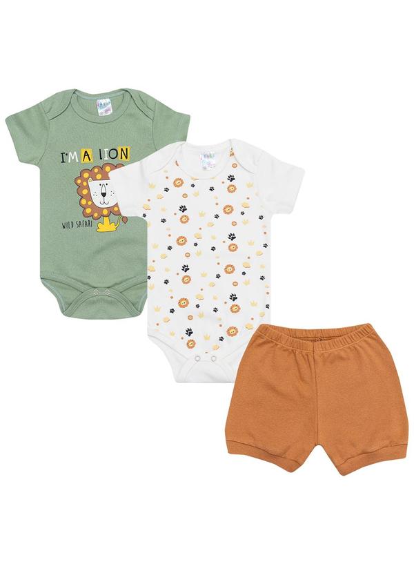 Galerinha - Kit Body Bebê 3 Peças Verão Verde