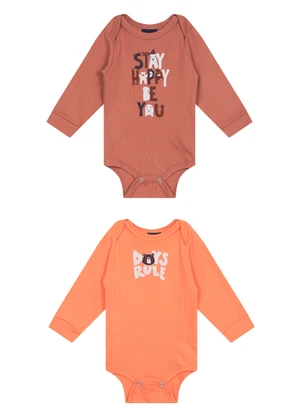 Guloseima - Kit Body Bebê Menino em Suedine Marrom - GULOSEIMA