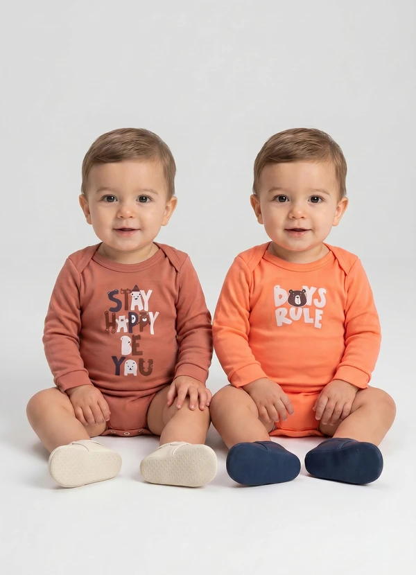 Guloseima - Kit Body Bebê Menino em Suedine Marrom