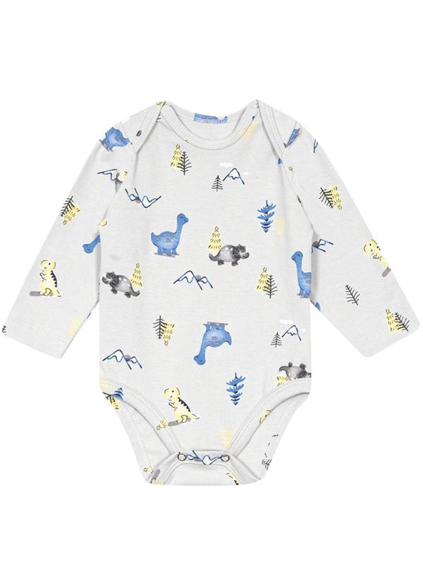 Brandili Baby - Kit de Bodies Bebê Menino Dinossauro Cinza