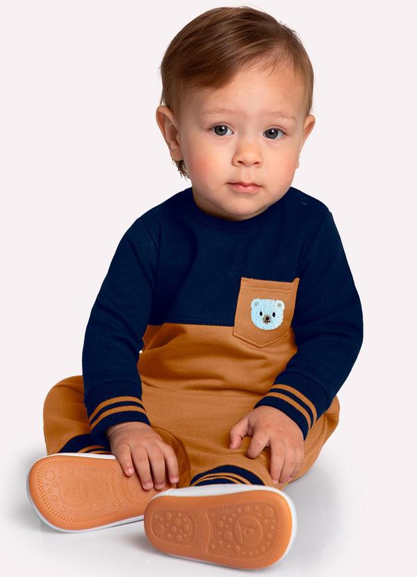 Milon - Macacão Bebê Menino Bordado Azul