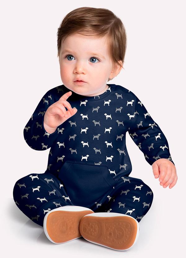 Milon - Macacão Bebê Menino Cachorrinhos Azul