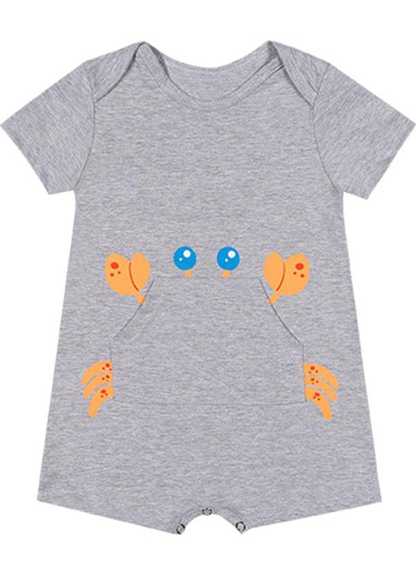 Alenice - Macacão Caranguejo Meu Amigo Menino Cinza