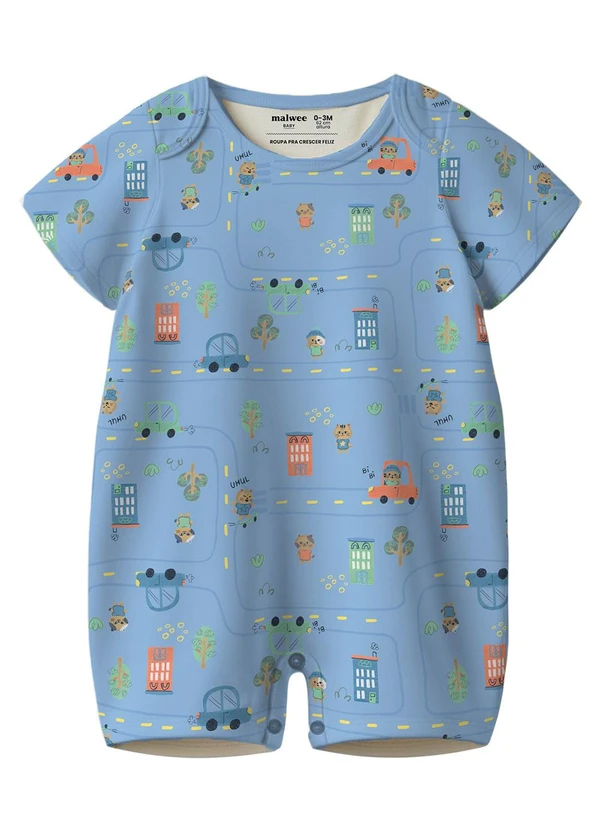 Malwee Kids - Macaquinho Básico Carrinhos Azul 2
