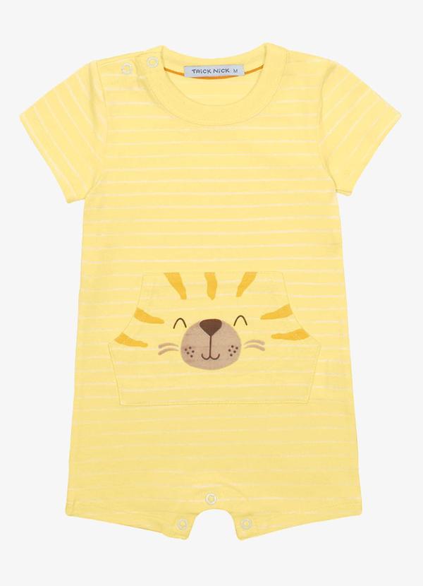 Trick Nick - Macaquinho Infantil Cotton Listrado Amarelo