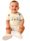 Malwee Kids - Macaquinho Ursinho em Malha Texturizada Azul - variação: Off White
