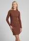 Minty - Vestido Juvenil Midi em Ribana  Preto - variação: Marrom