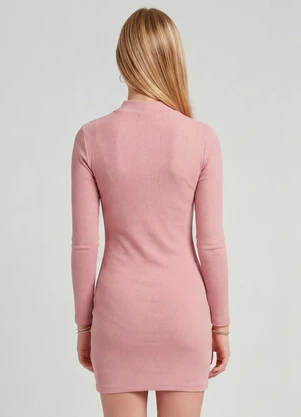 Minty - Vestido Juvenil Midi em Ribana  Rosa - MINTY