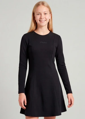 Minty - Vestido Juvenil Molecotton Curto Preto - MINTY