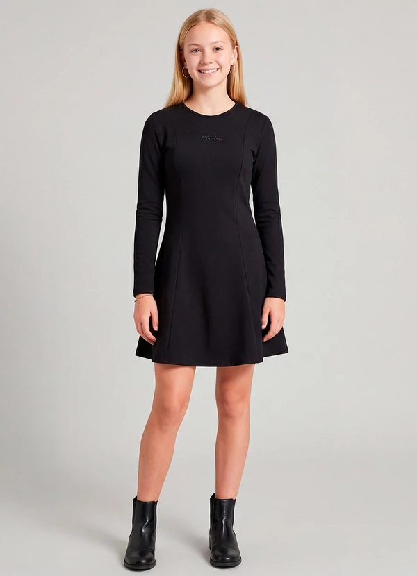 Minty - Vestido Juvenil Molecotton Curto Preto 3