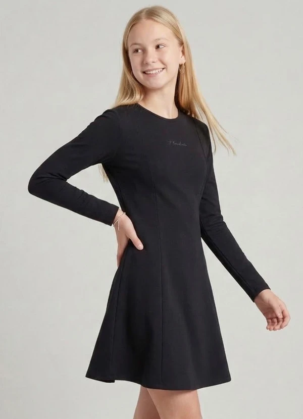 Minty - Vestido Juvenil Molecotton Curto Preto 4