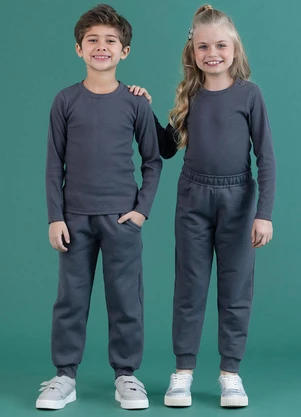 Soft Bonni - Calça Básica Infantil Cinza Chumbo - SOFT BONNI