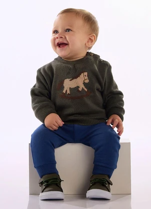 Up Baby - Calça Bebê Molecotton Azul - UP BABY