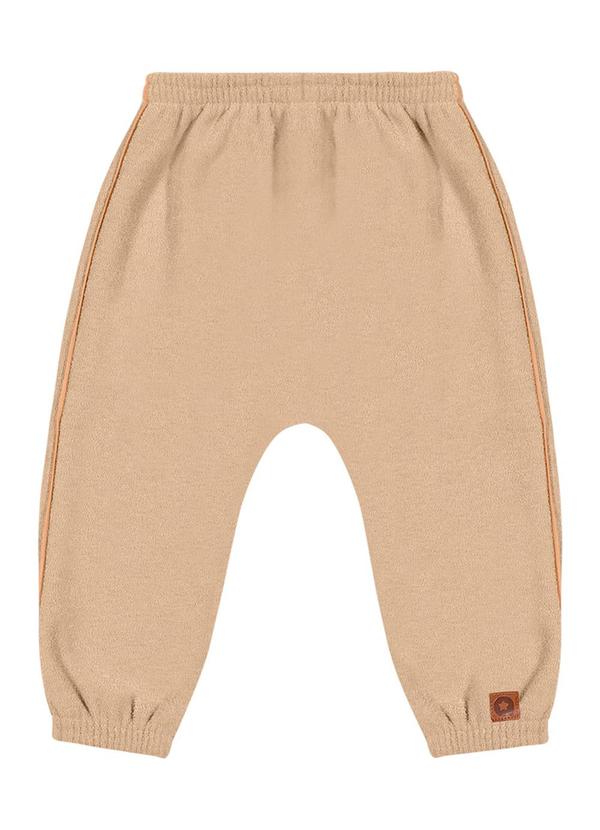 Alenice - Calça com Bordado Boucle Menino Bege