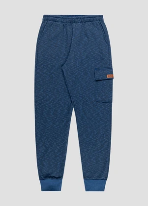 Reirex - Calça de Moletom com Bolso Lapela Azul - REIREX