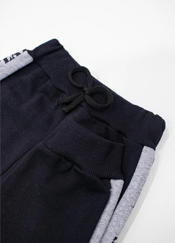 Turminha - Calça e Cós com Amarração Menino Preto 3